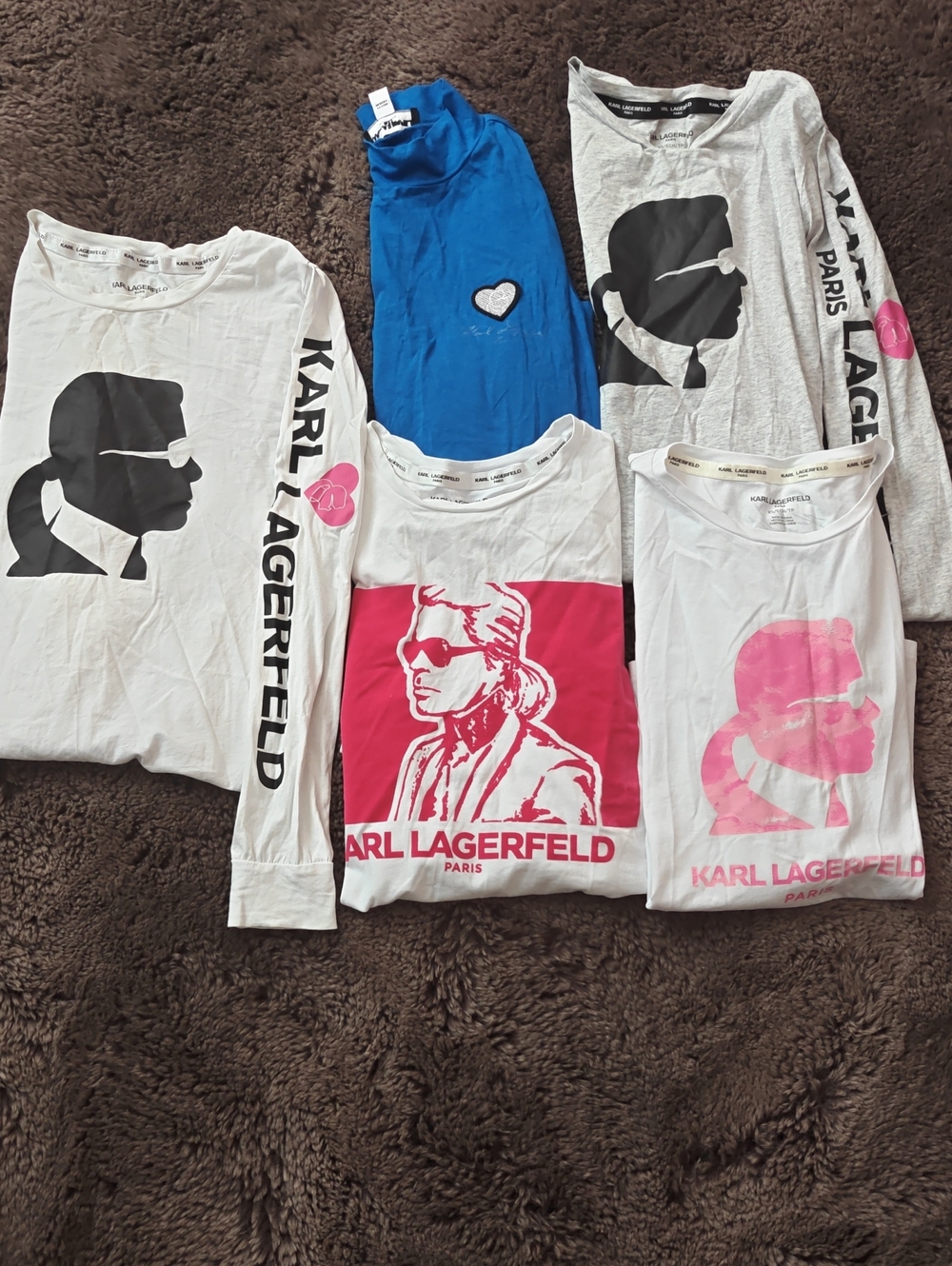 Karl Lagerfeld Kids Long Sleeve Tees - White, Pink & Blue